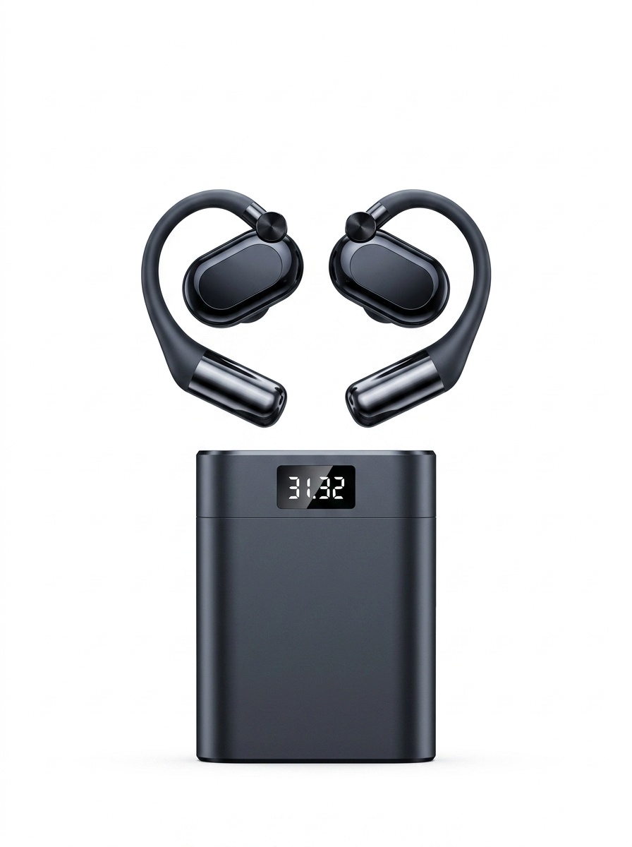 Draadloze open-ear Bluetooth 5.4 oordopjes met LED-oplaadcase, modelnummer M116