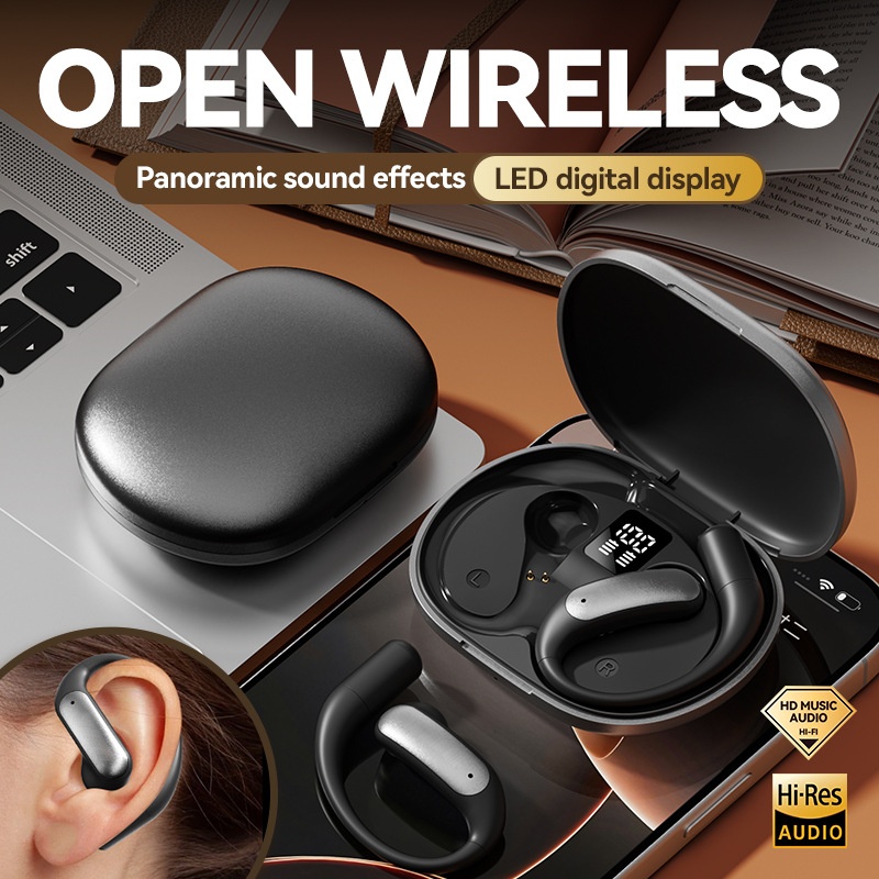 Open-Ear Wireless Bluetooth 5.4 Earbuds with LED Display Model#M127