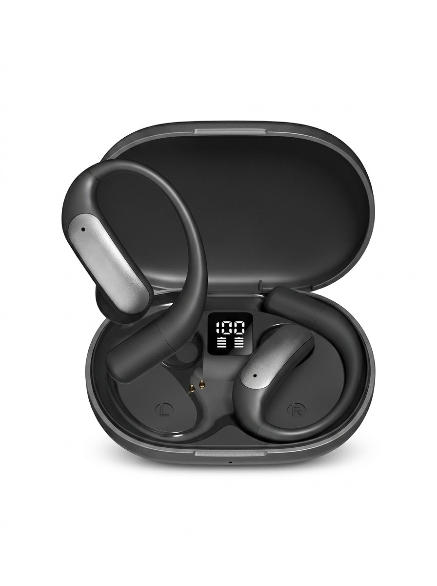 Auricolari wireless Bluetooth 5.4 aperti con display a LED, modello M127