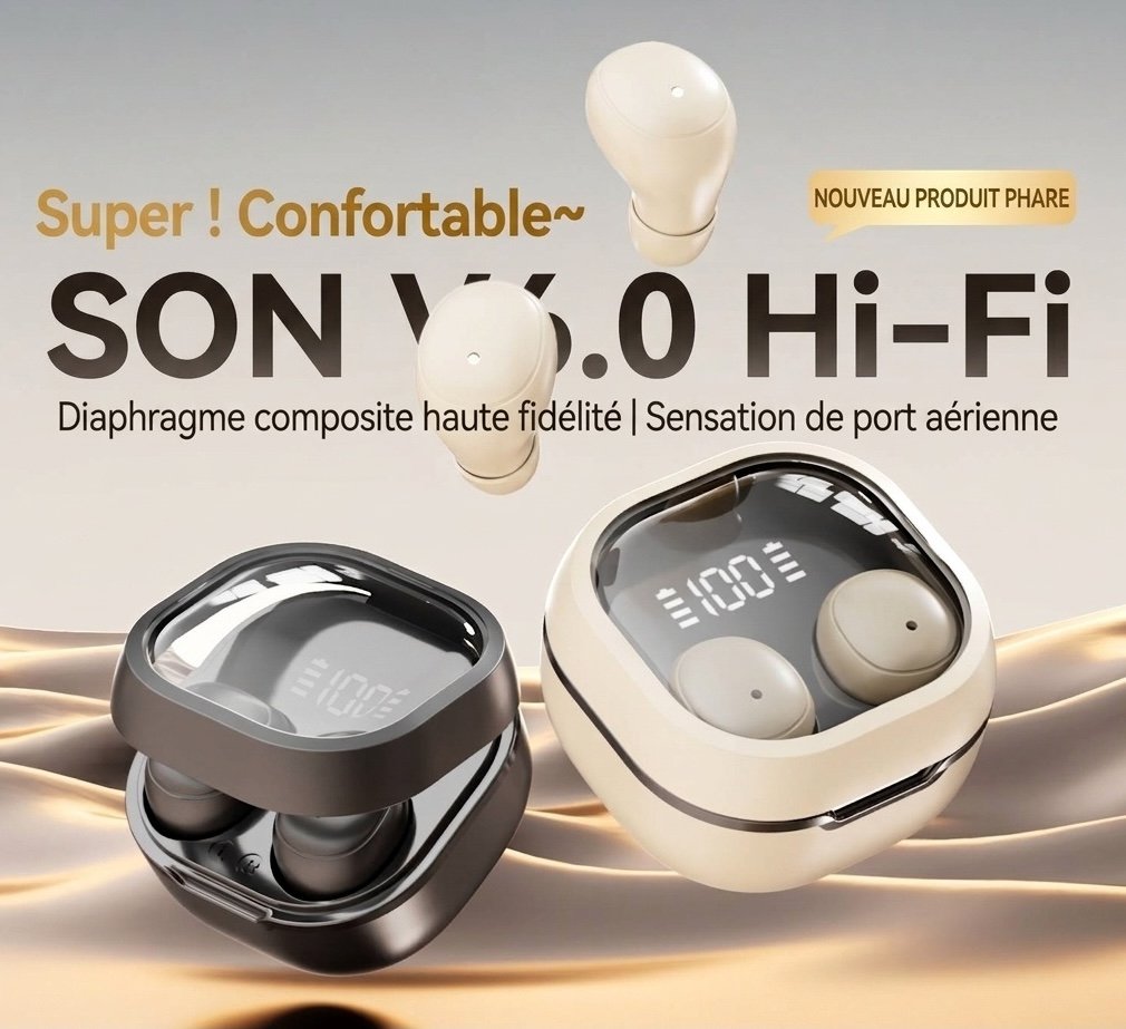 Écouteurs sans fil Hi-Fi V6.0 avec indicateur de batterie LED, modèle n° M125