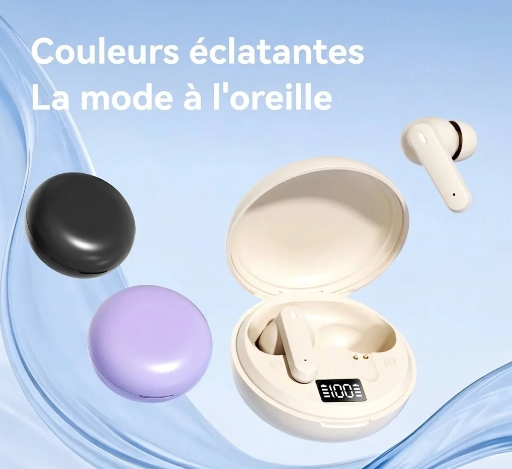 Écouteurs intra-auriculaires sans fil True Wireless avec indicateur de batterie LED et amplification des basses - Modèle n° M164