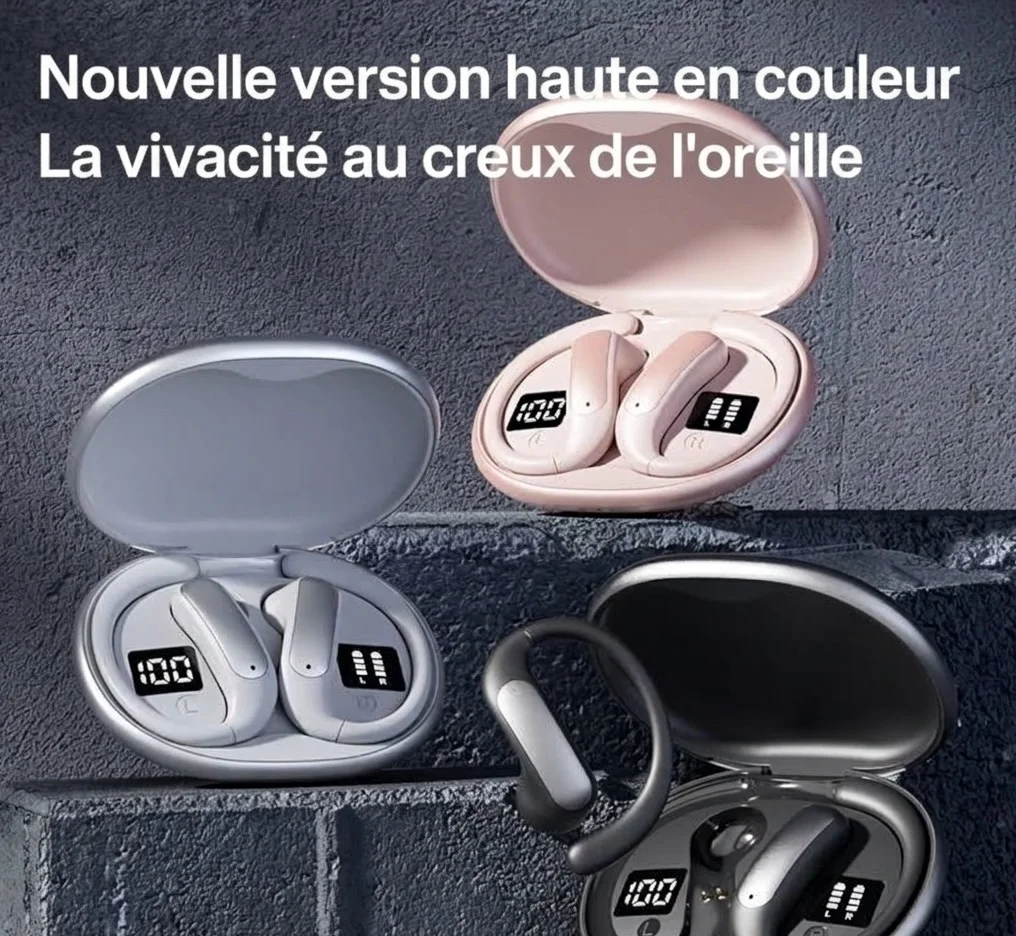 Écouteurs intra-auriculaires sans fil Bluetooth 5.4 à oreille ouverte avec indicateur de charge LED, modèle n° M134