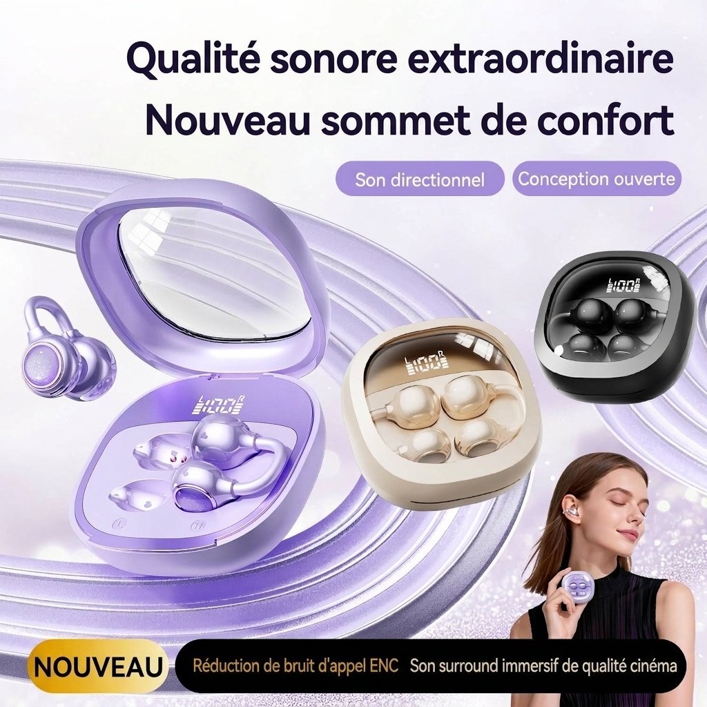 Écouteurs intra-auriculaires sans fil à oreille ouverte avec réduction de bruit ENC, modèle n° M163