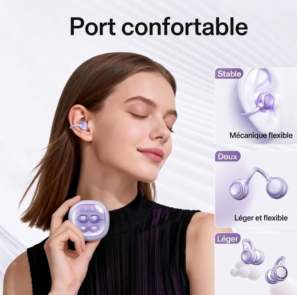 Écouteurs intra-auriculaires sans fil à oreille ouverte avec réduction de bruit ENC, modèle n° M163
