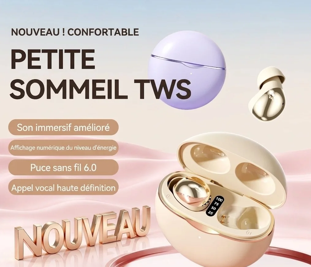 Écouteurs sans fil Petite Sleep TWS avec amplification des basses et micro, modèle n° M185