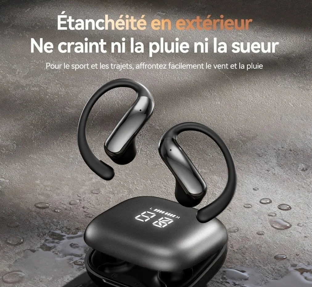 Écouteurs intra-auriculaires sans fil HiFi à oreille ouverte avec étui de chargement LED, modèle n° M142