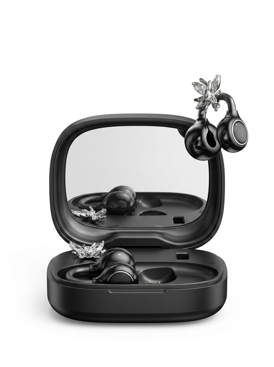 Auriculares inalámbricos TWS con clip de mariposa para la oreja y estuche con espejo Modelo n.° M183