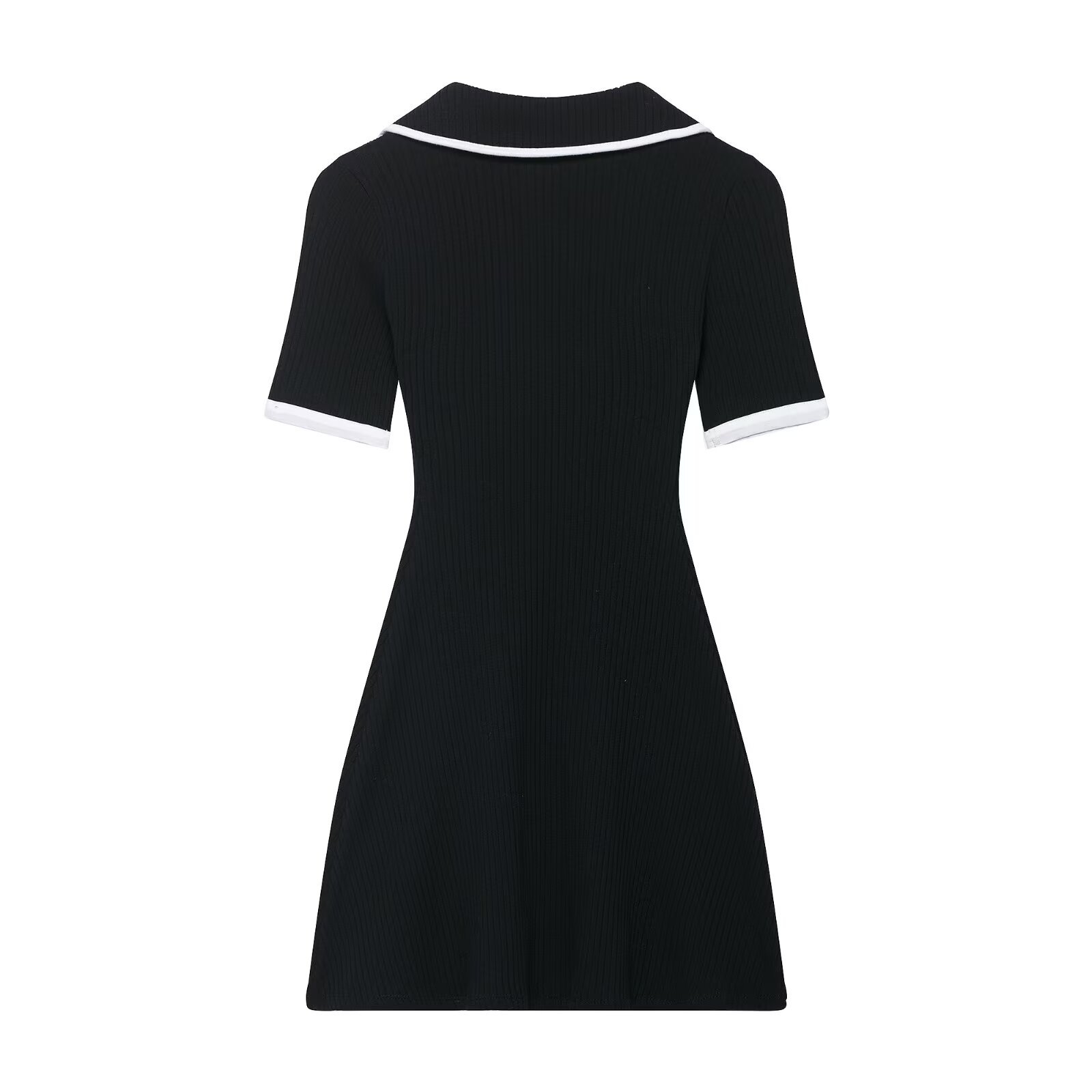 Ribbed Knit Dress with Metal Button Detail KUN-00133