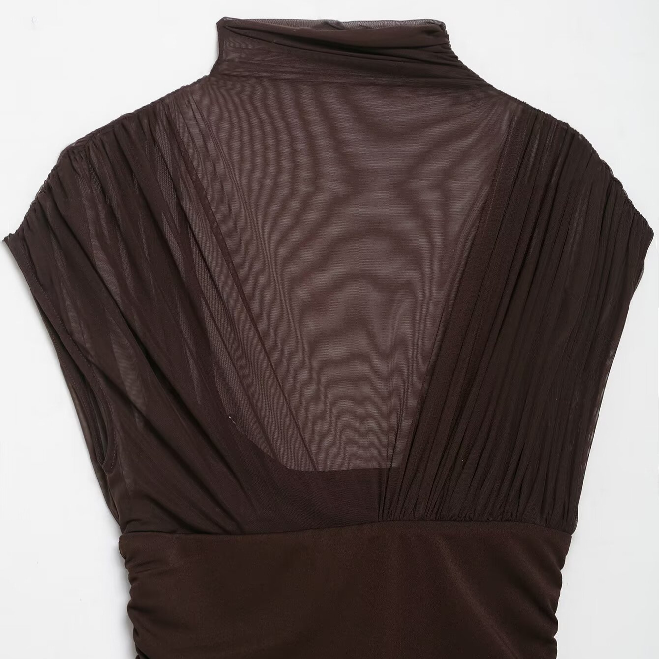 Silk Mesh Panel Dress - Versatile European Style KUN-00159