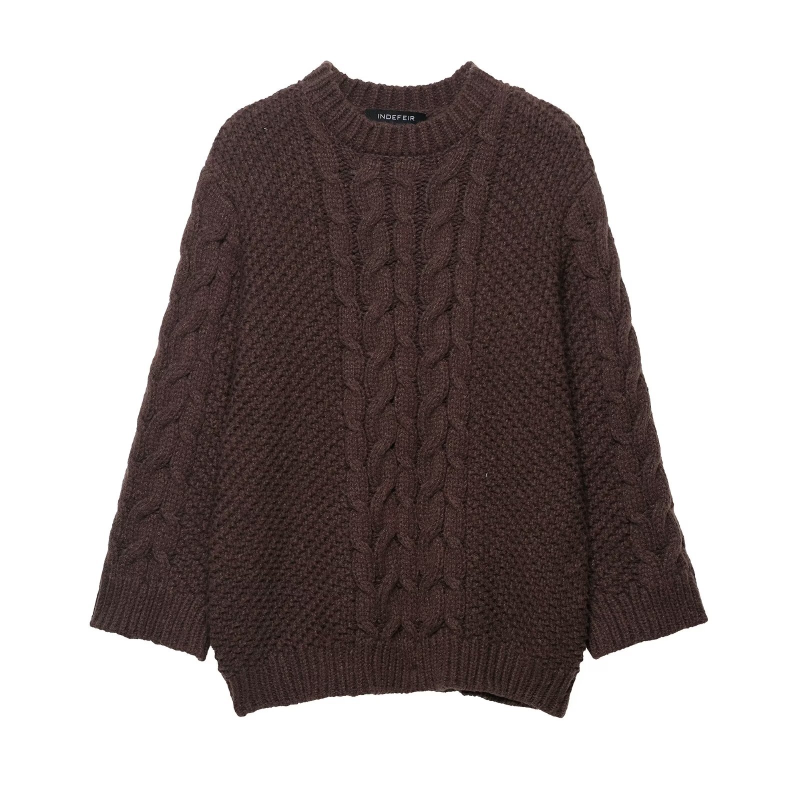 Knit Sweater Chunky Cable Knit Oversized Sleeve KUN-00069