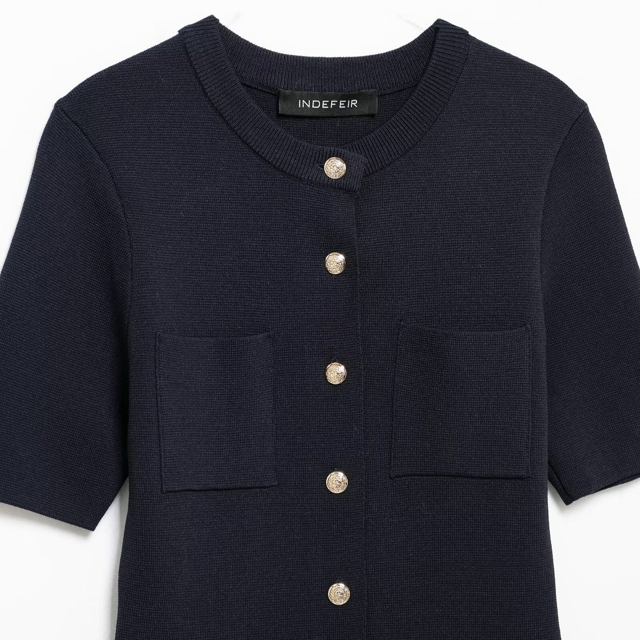 Vestido corto de punto - Estilo clásico europeo KUN-00003