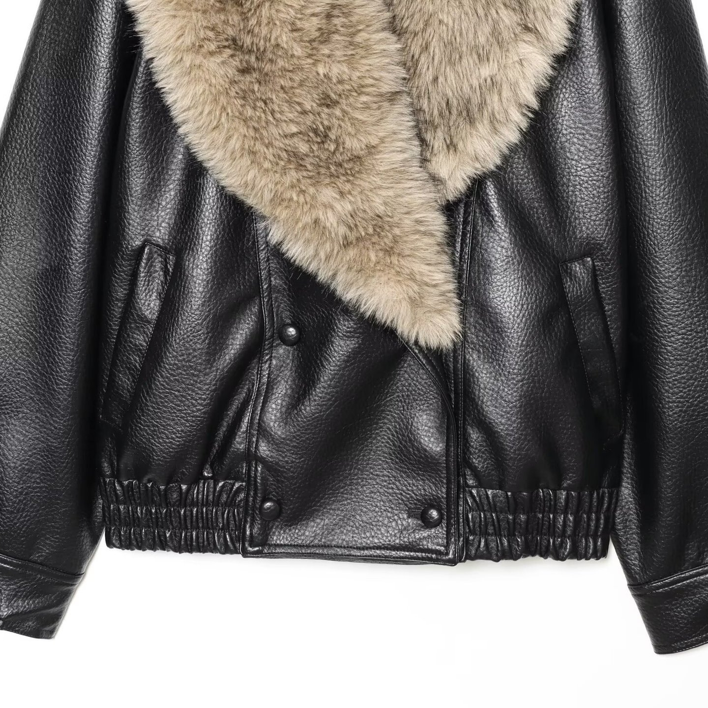 Veste en similicuir à col amovible - Mode femme KUN-00156