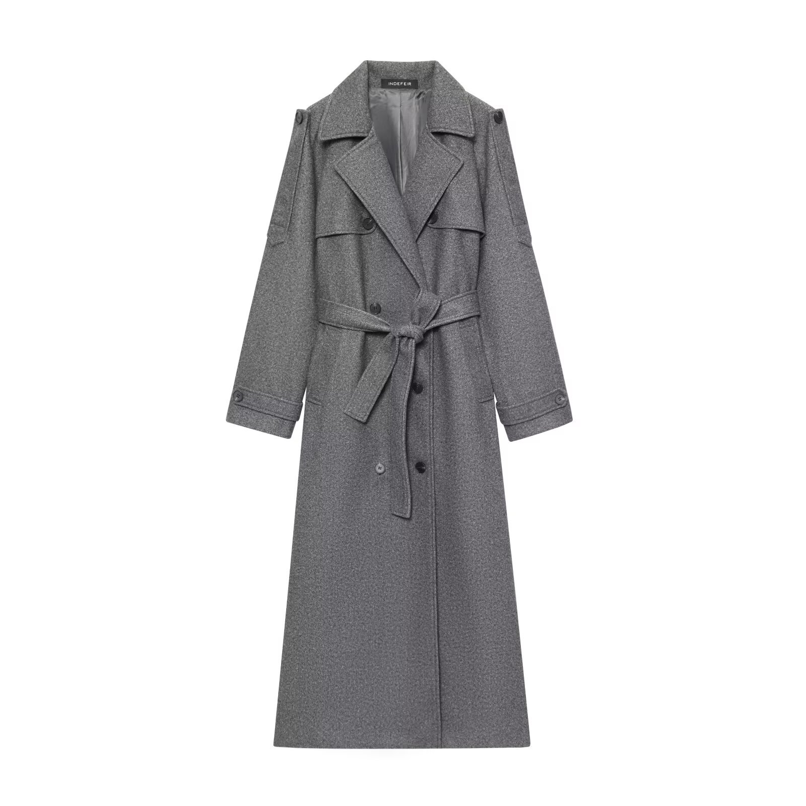 Wool Blend Coat Belted Retro Chic Outerwear KUN-00019