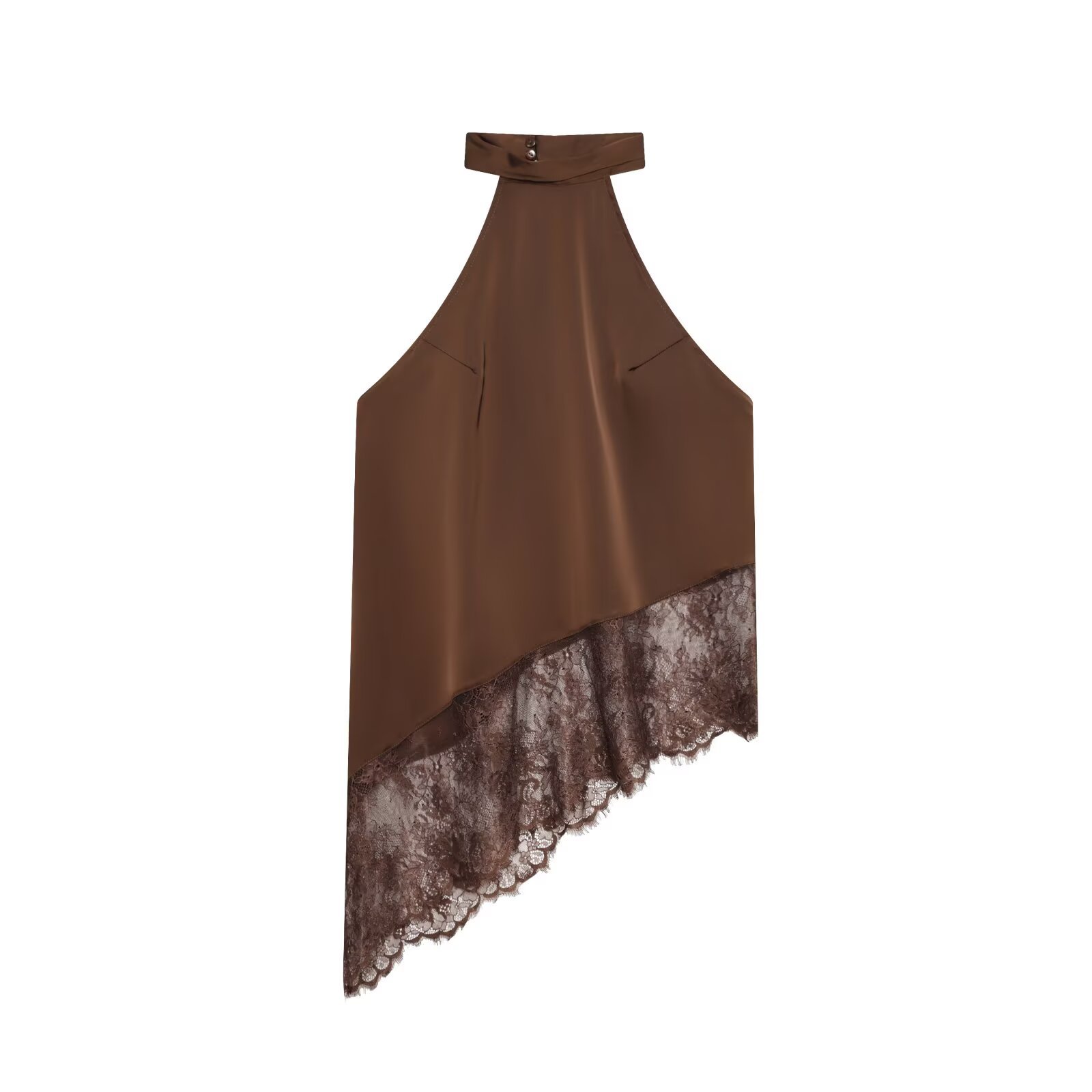 Blusa sexy estilo europeo con cuello halter y encaje - KUN-00093