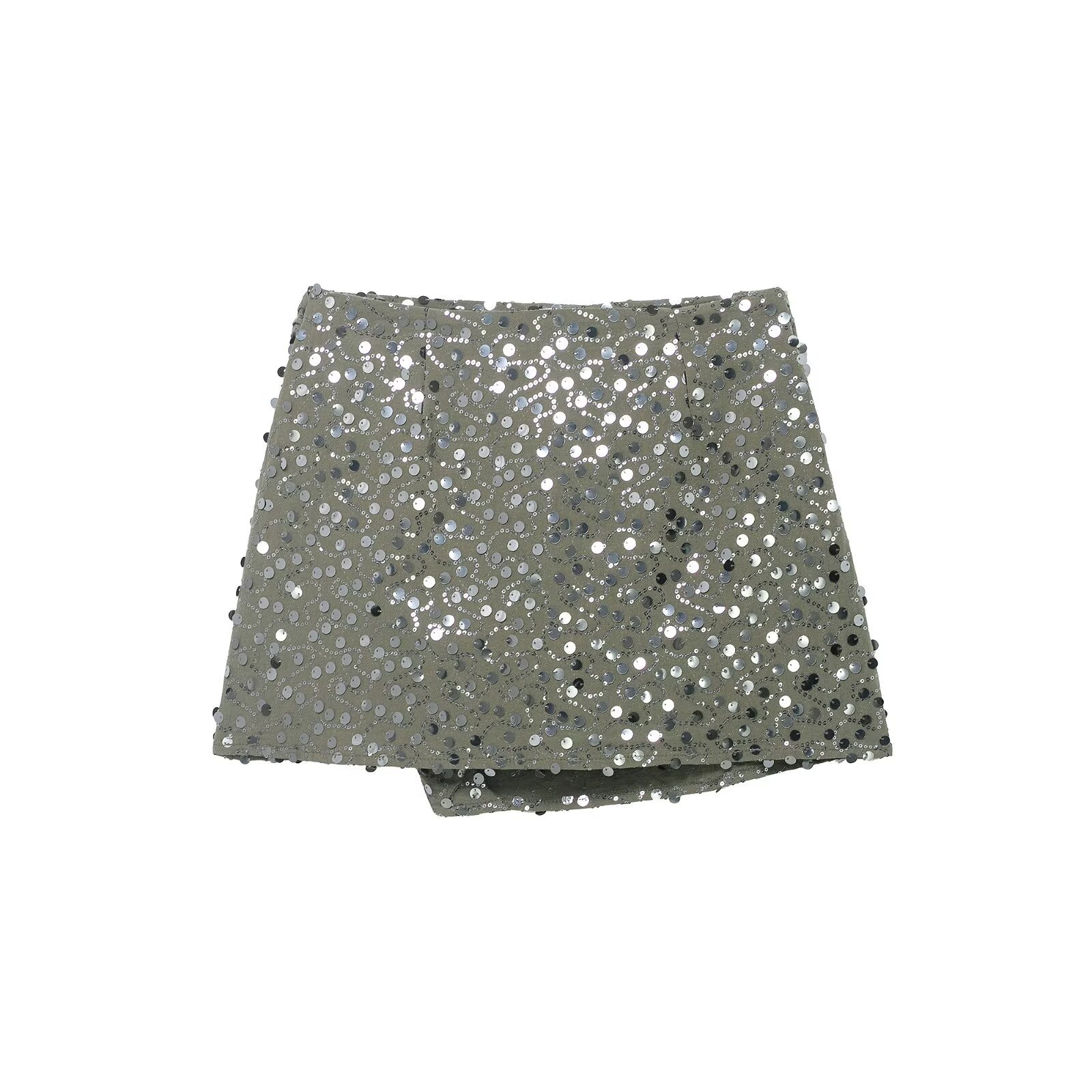 Mini Skirt Sequin Embellished Double-Breasted Stylish KUN-00012