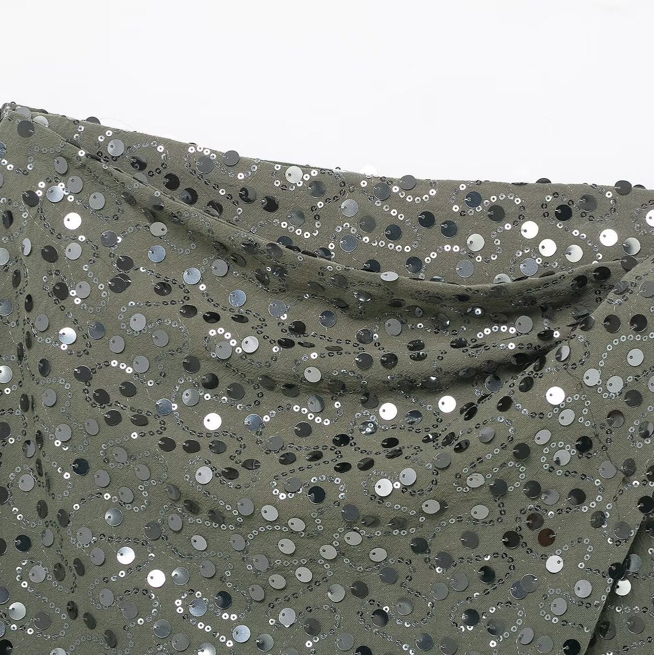 Mini Skirt Sequin Embellished Double-Breasted Stylish KUN-00012