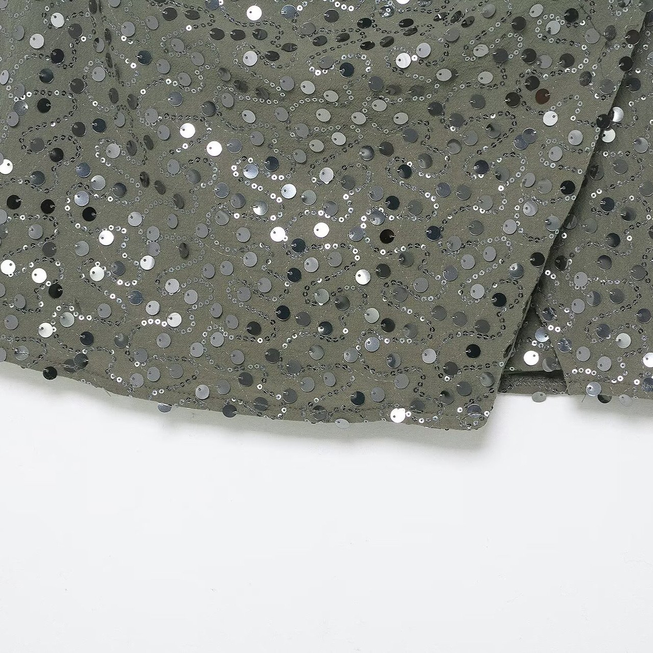 Mini Skirt Sequin Embellished Double-Breasted Stylish KUN-00012