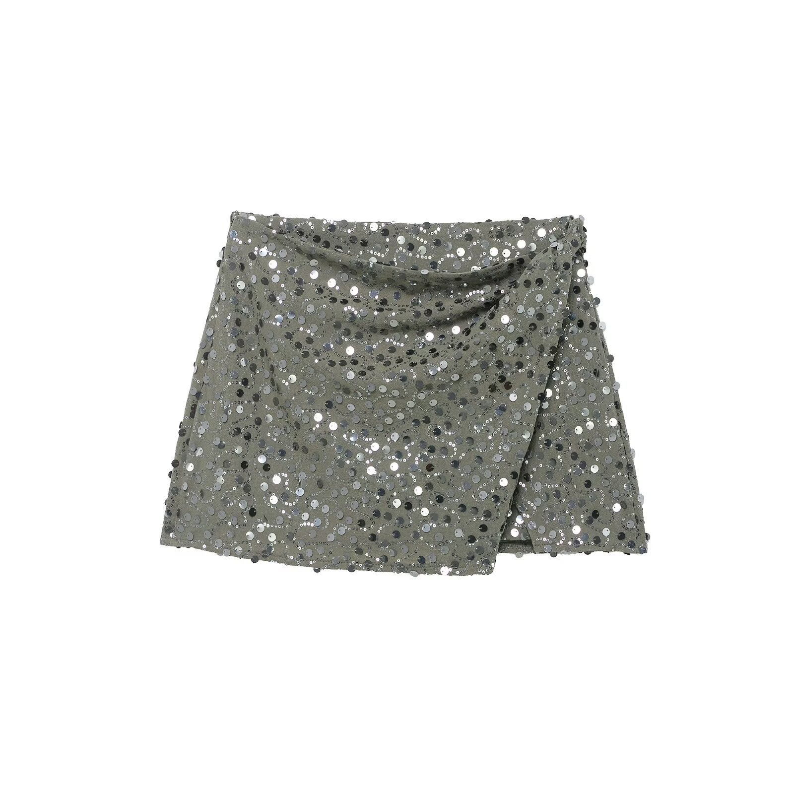 Mini Skirt Sequin Embellished Double-Breasted Stylish KUN-00012
