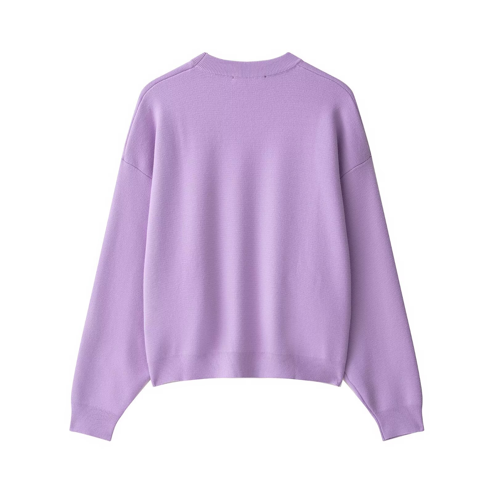 Ribbed Knit Sweatshirt - European Style Versatile Top KUN-00003