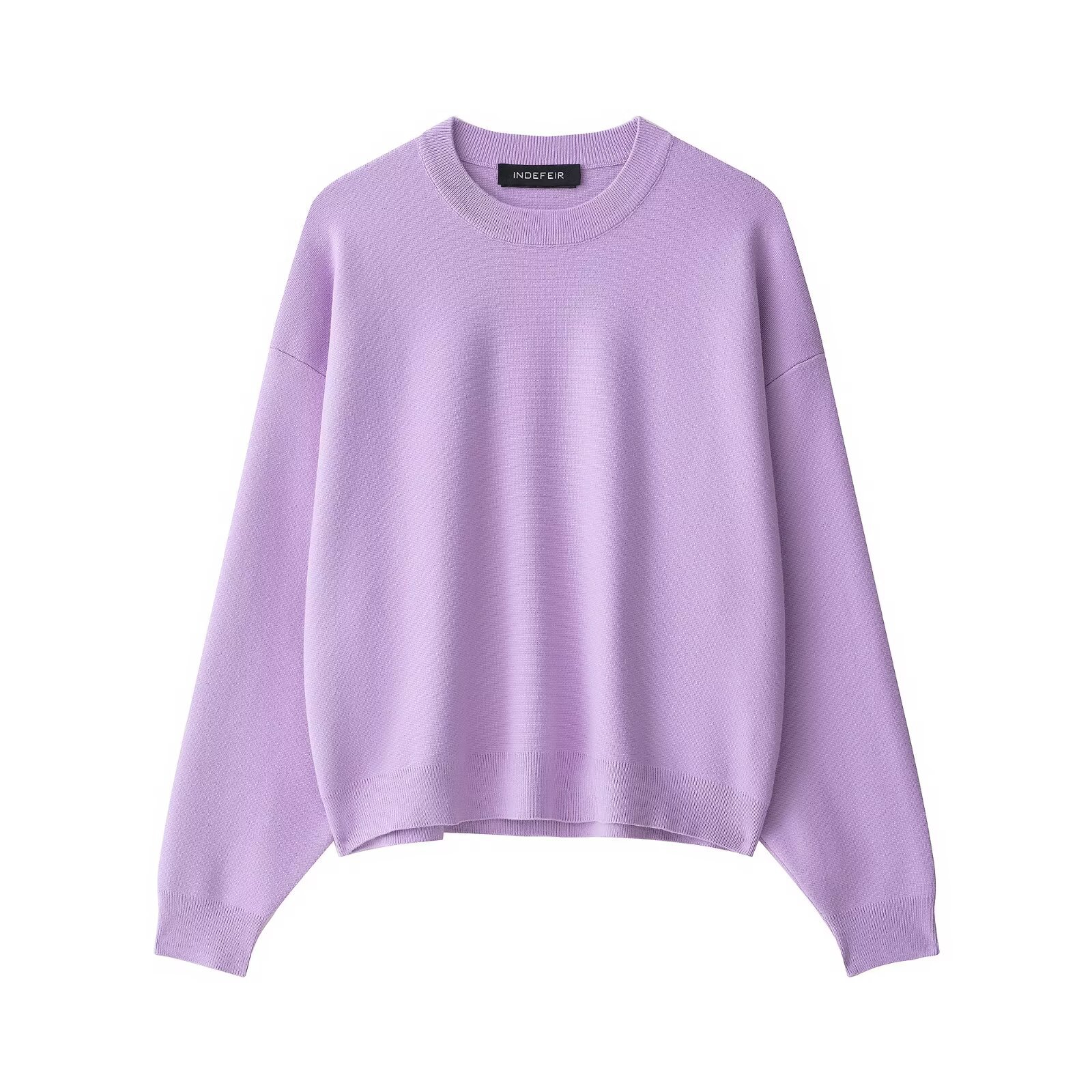 Ribbed Knit Sweatshirt - European Style Versatile Top KUN-00003
