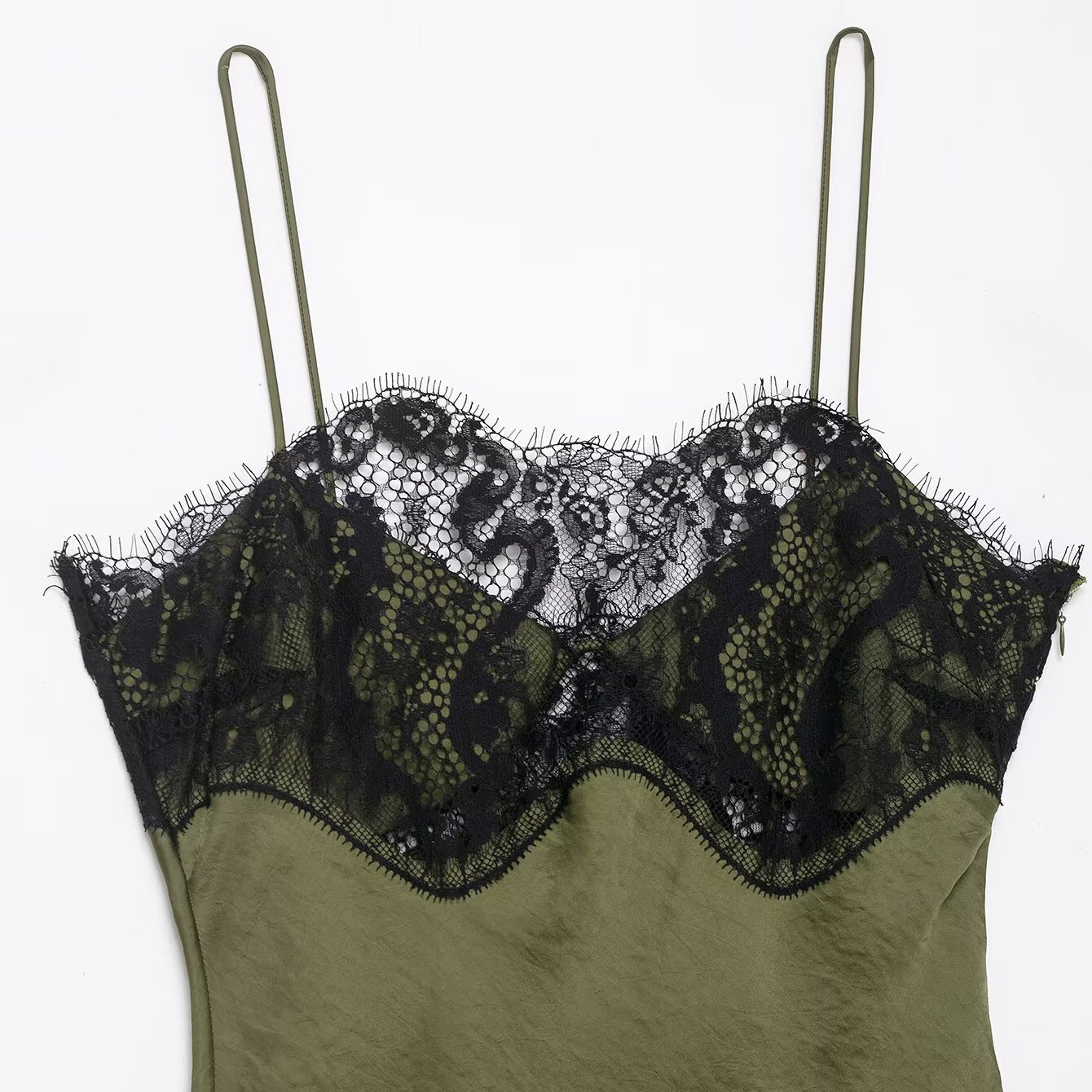 Lace Satin Dress - Asymmetrical Elegant Women's KUN-00116