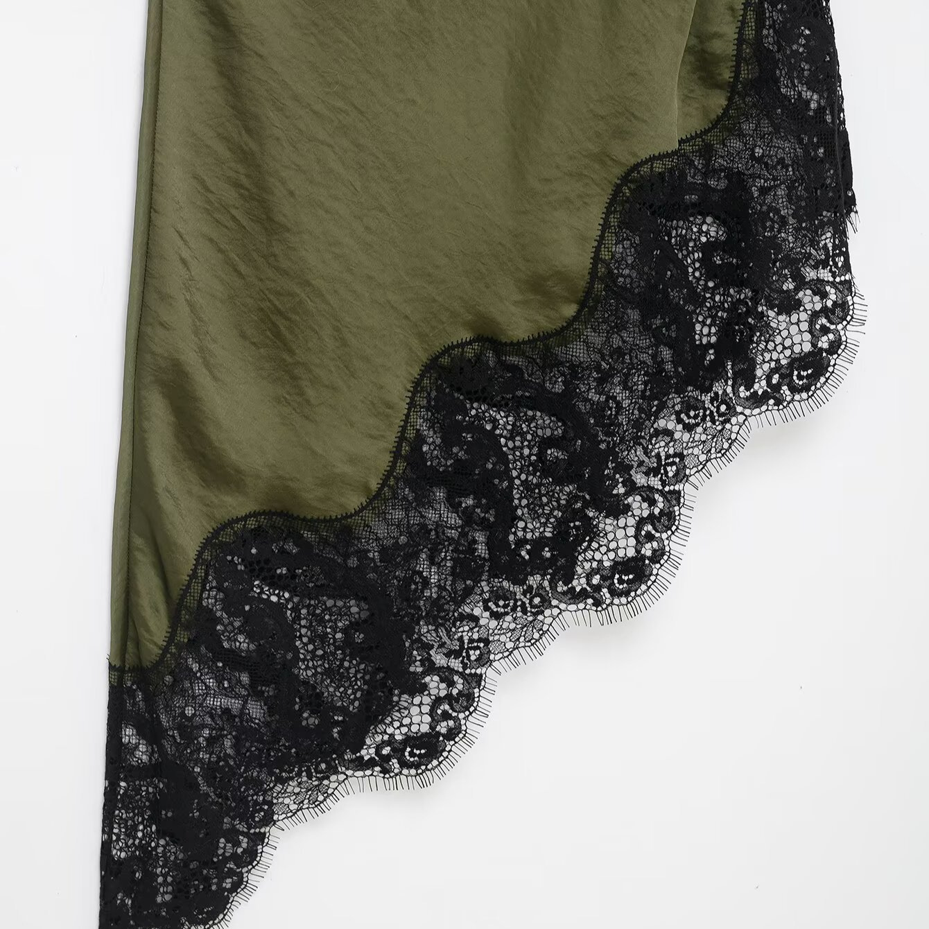 Lace Satin Dress - Asymmetrical Elegant Women's KUN-00116