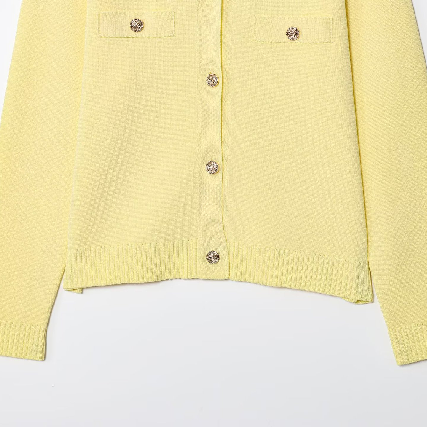 Knit Cardigan - Gold Button Embellished Trendy Casual Jacket KUN-00039