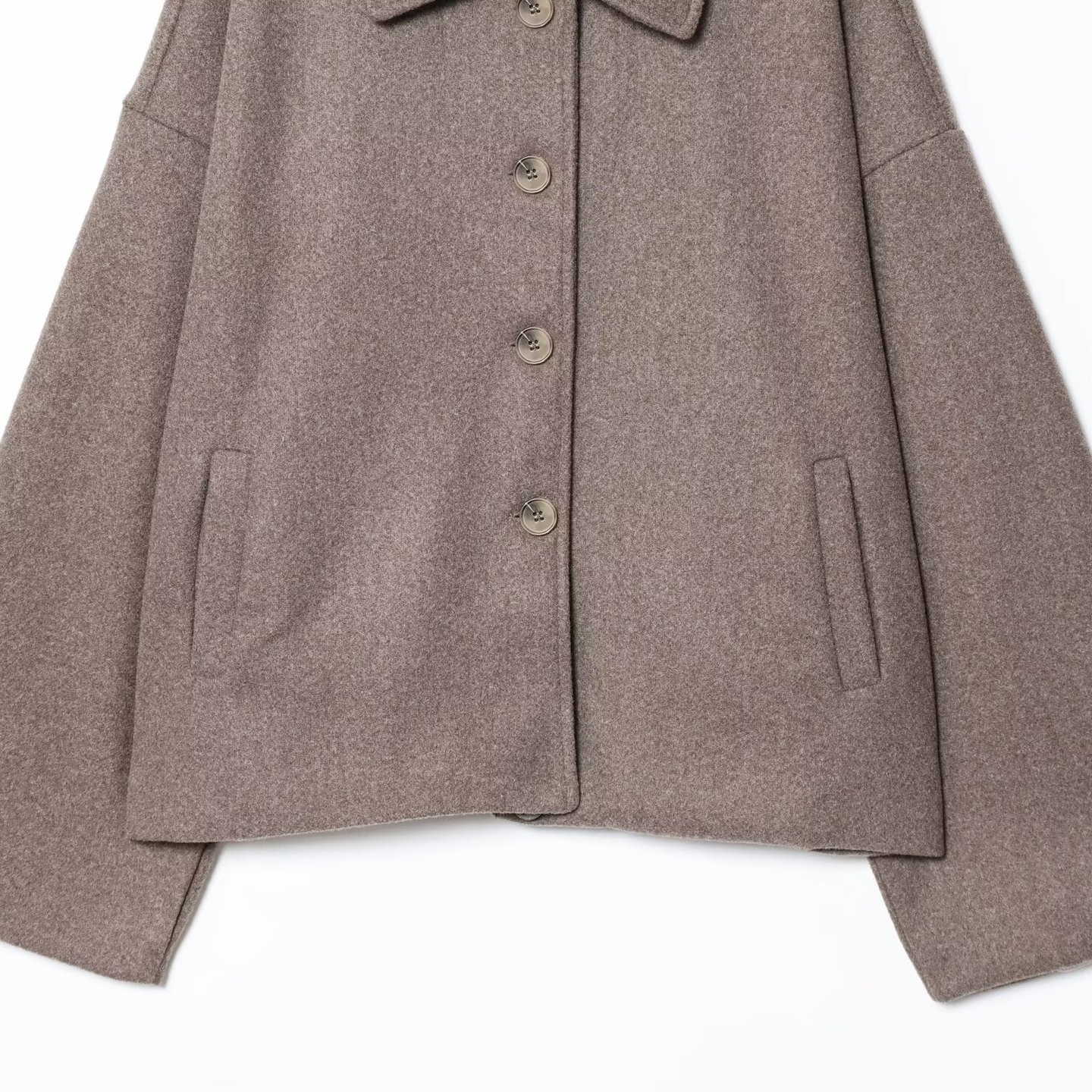 Veste-chemise courte en laine mélangée - Style minimaliste chic KUN-00015