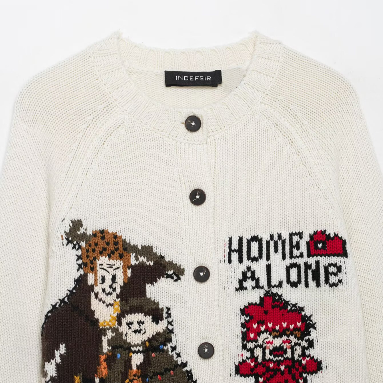 Cárdigan de punto jacquard - Inspirado en "Solo en casa", estilo europeo KUN-00091