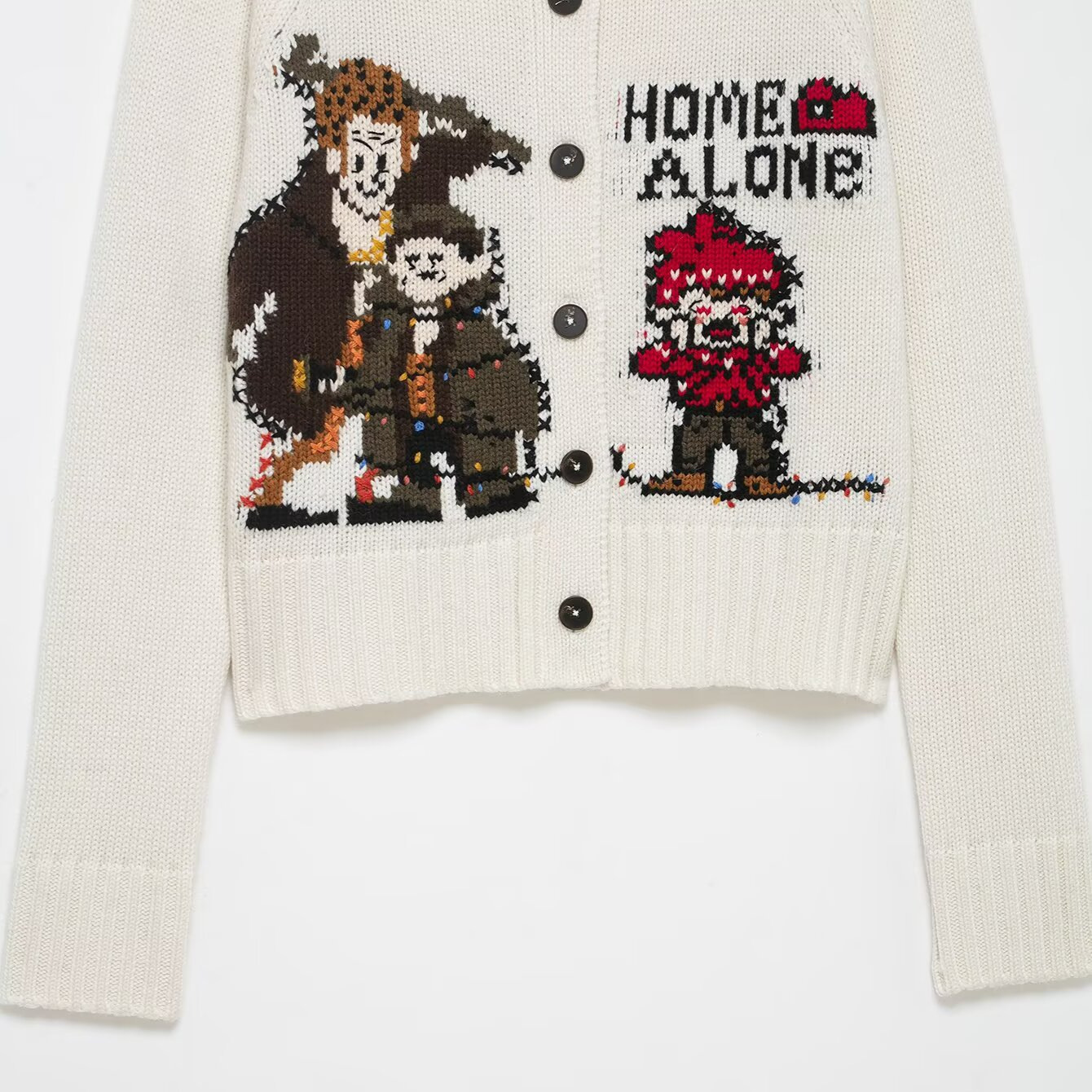 Cárdigan de punto jacquard - Inspirado en "Solo en casa", estilo europeo KUN-00091