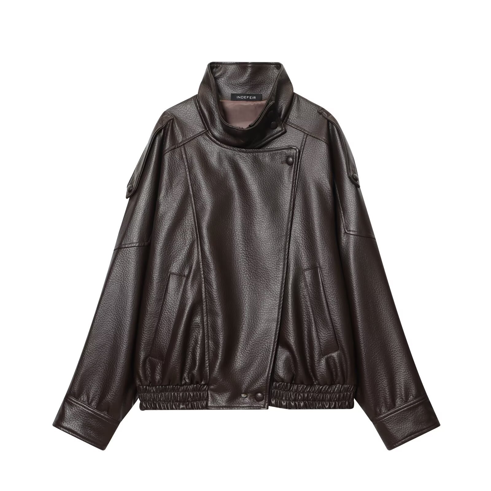 Faux Leather Jacket - Women's Trendy Casual Outerwear KUN-00178