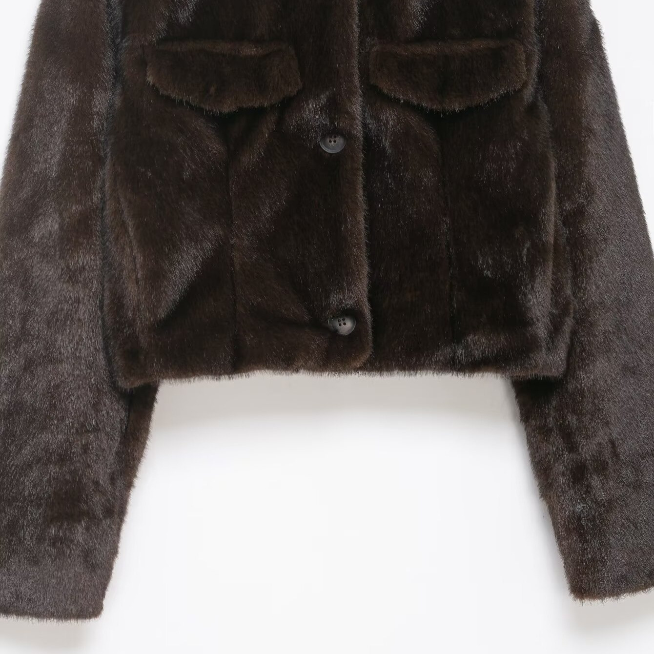 Faux Fur Cropped Jacket - European Style KUN-00153