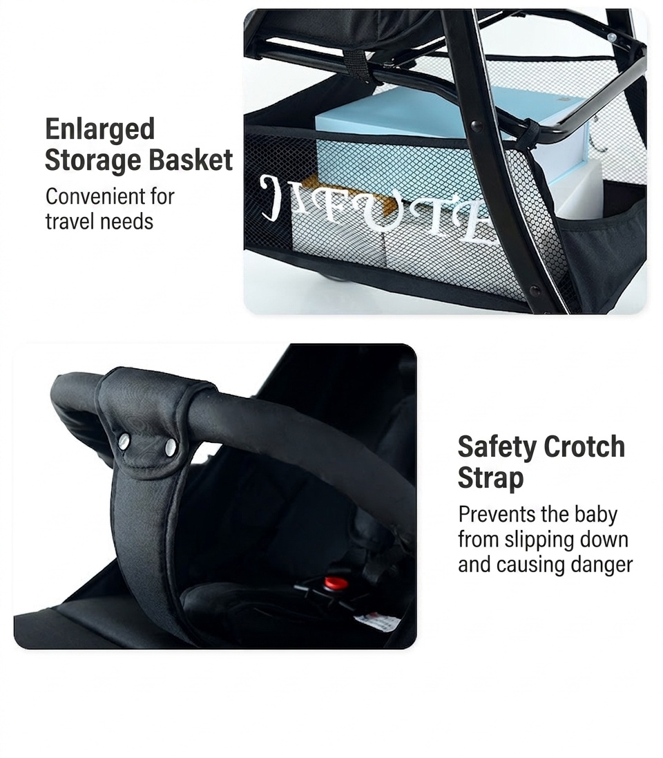 Hochformat-Kinderwagen mit Babywanne - Abnehmbares Verdeck
