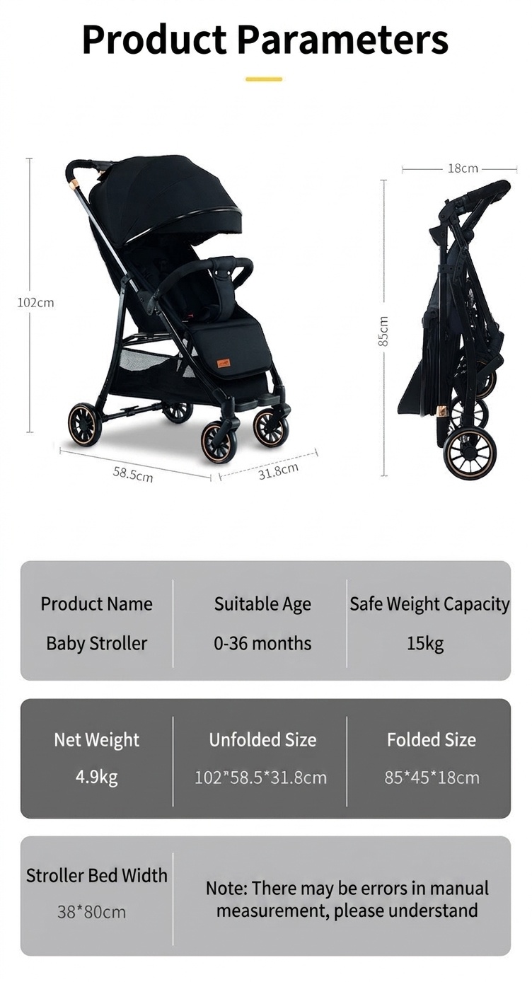 Hochformat-Kinderwagen mit Babywanne - Abnehmbares Verdeck