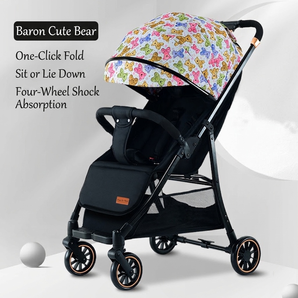 Hochformat-Kinderwagen mit Babywanne - Abnehmbares Verdeck