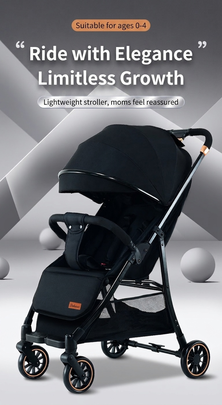 Hochformat-Kinderwagen mit Babywanne - Abnehmbares Verdeck