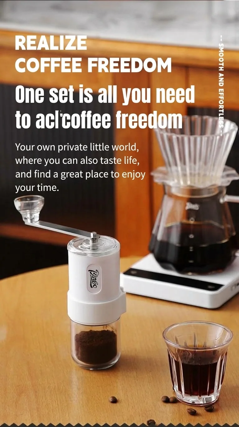 Bincoo Portable Manual Coffee Grinder with Ceramic Burrs