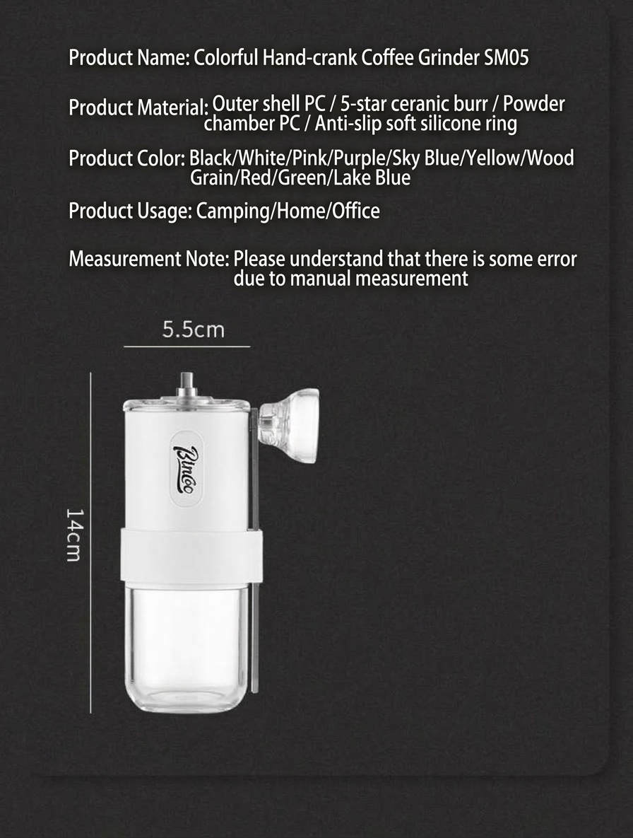 Bincoo Portable Manual Coffee Grinder with Ceramic Burrs