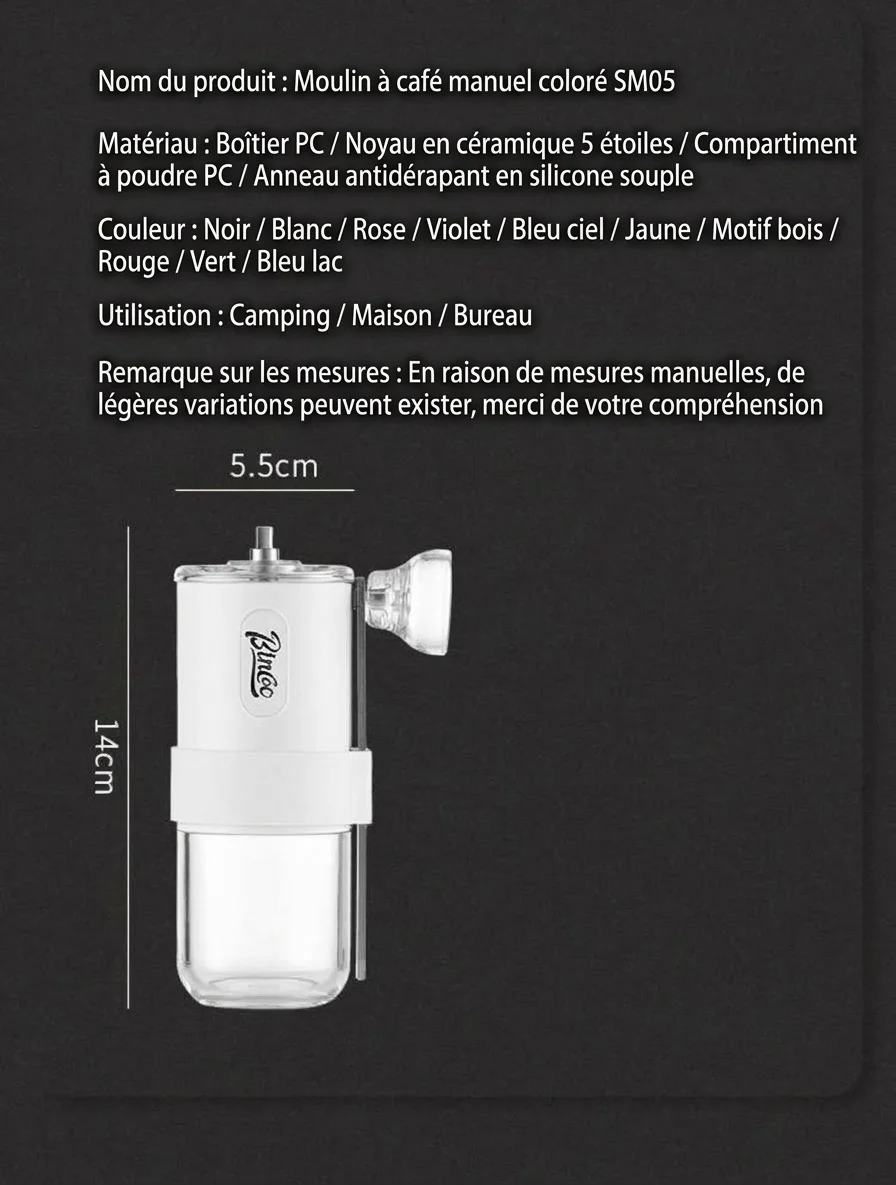 Moulin à café manuel portable Bincoo avec meules en céramique
