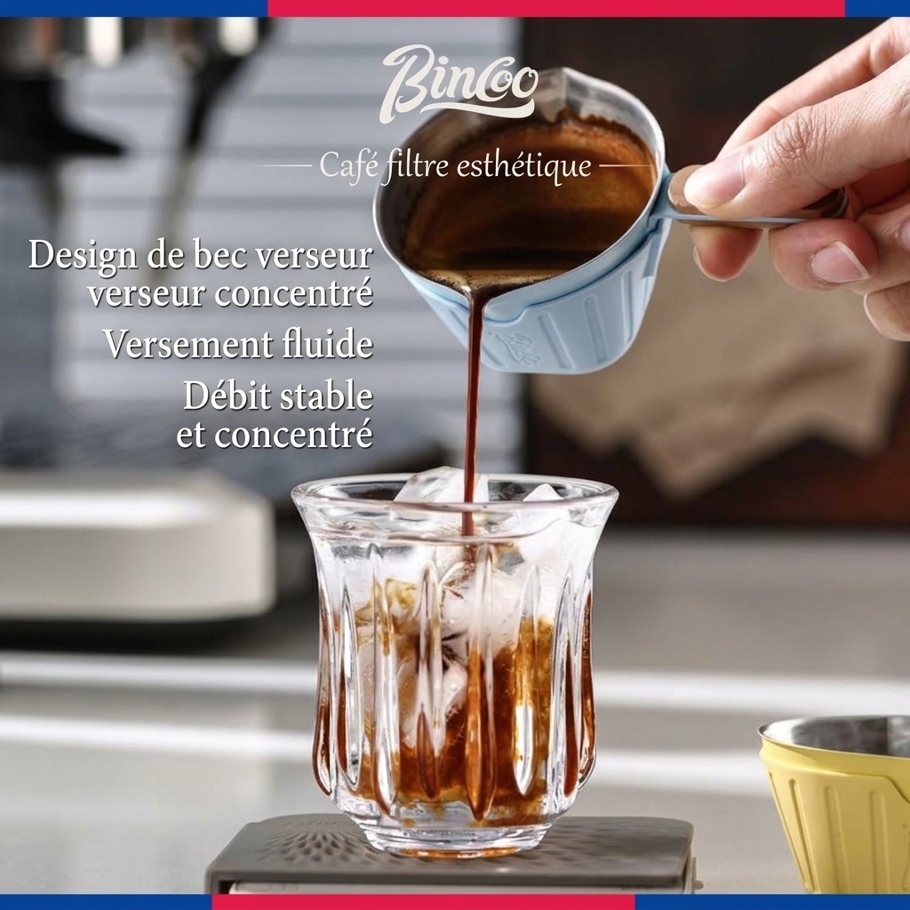 Verre à expresso BinCoo avec manchon en silicone et poignée en bois