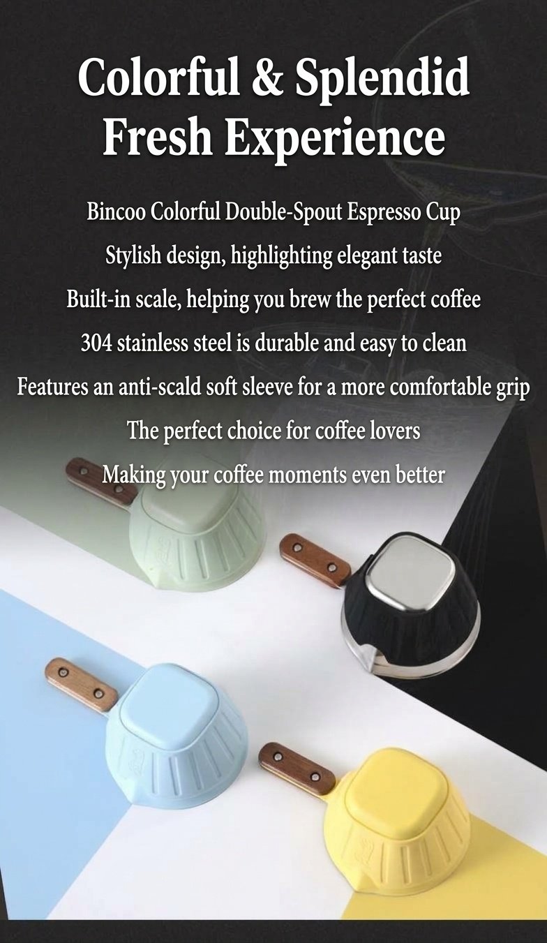 BinCoo Espresso Shot Glass with Silicone Sleeve & Wood Handle