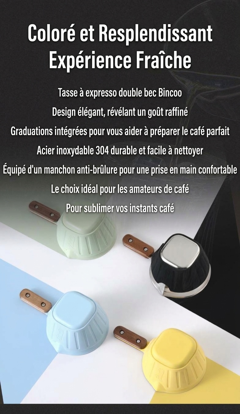Verre à expresso BinCoo avec manchon en silicone et poignée en bois