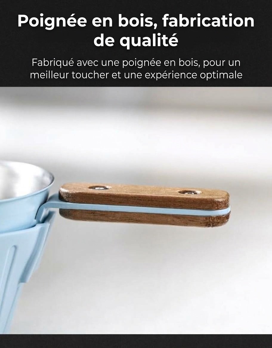 Verre à expresso BinCoo avec manchon en silicone et poignée en bois