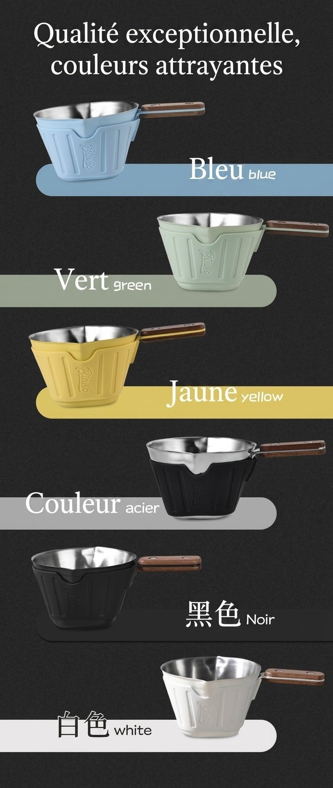Verre à expresso BinCoo avec manchon en silicone et poignée en bois