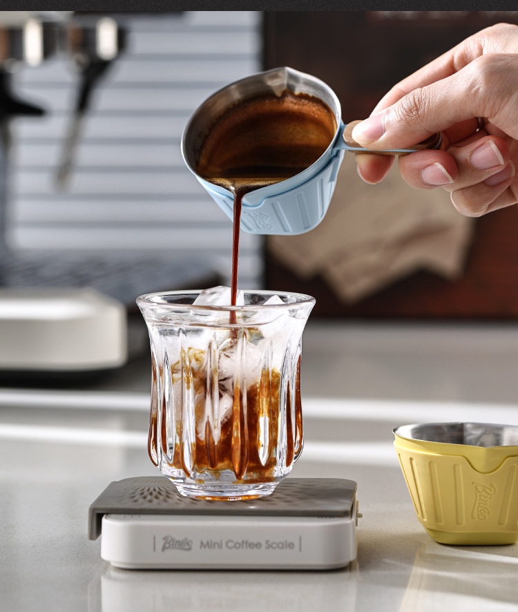 BinCoo Espresso Shot Glass with Silicone Sleeve & Wood Handle