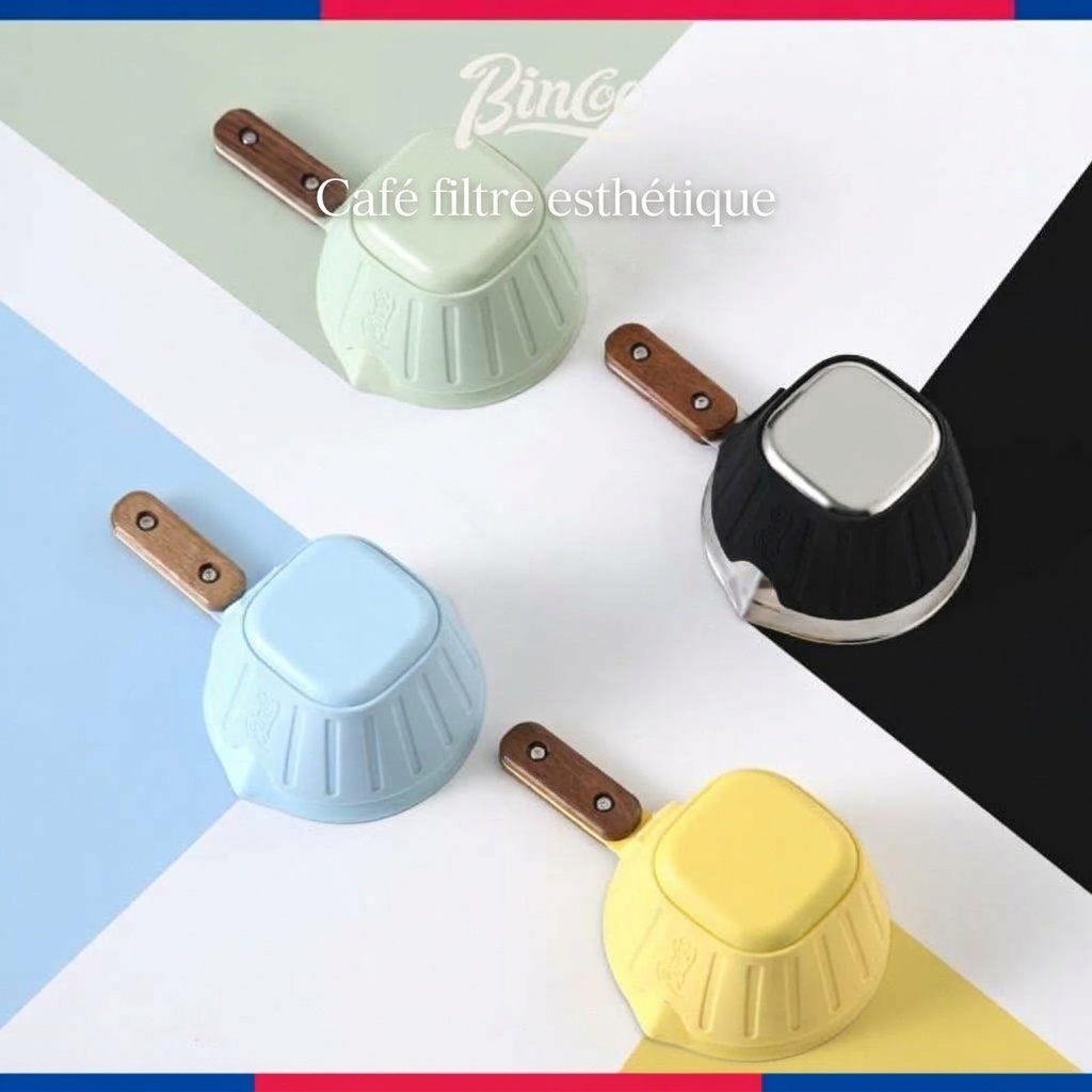 Verre à expresso BinCoo avec manchon en silicone et poignée en bois