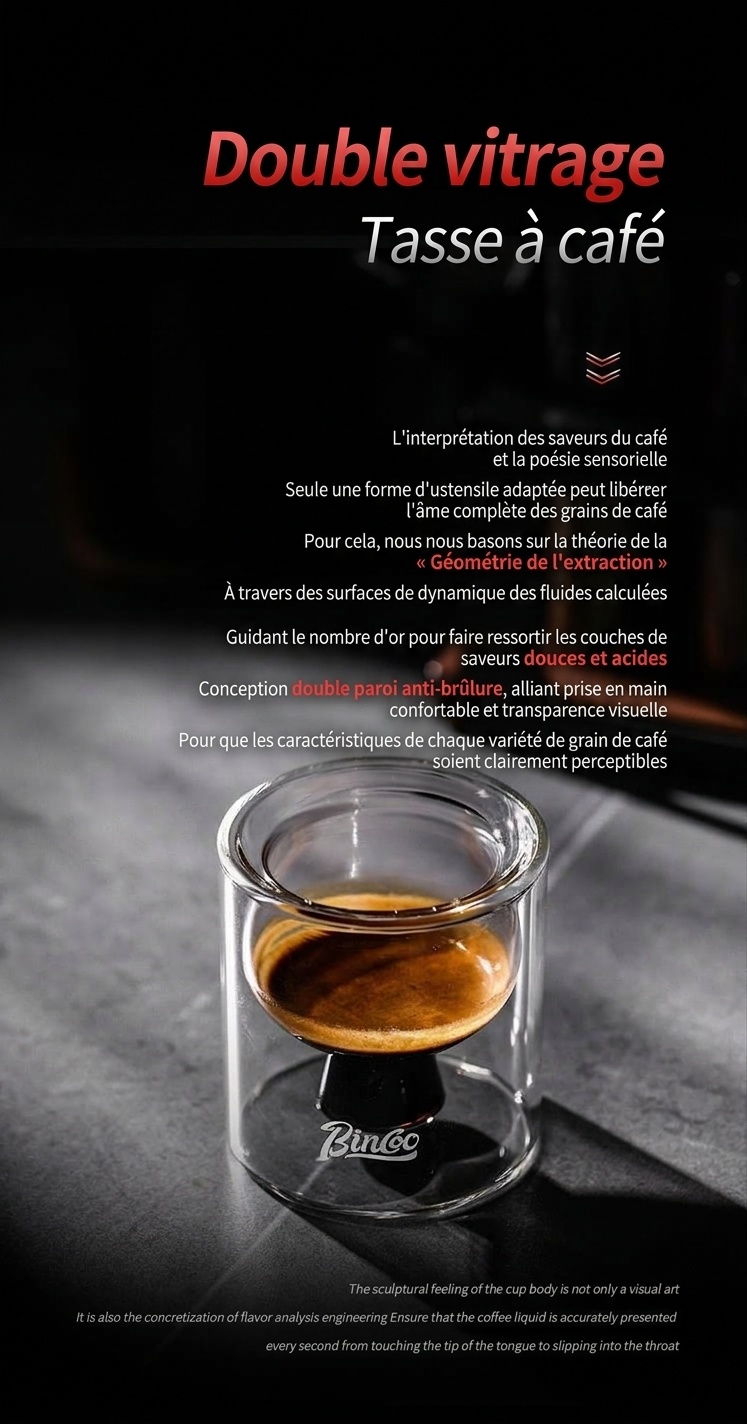 Tasse à café Bincoo à double paroi en verre - Mug expresso et thé
