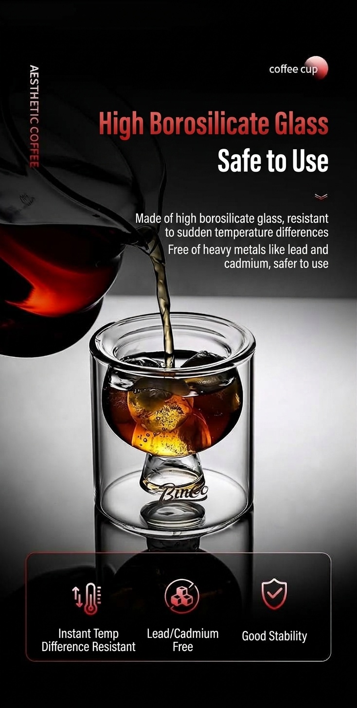 Bincoo Double Wall Glass Coffee Cup - Espresso & Tea Mug