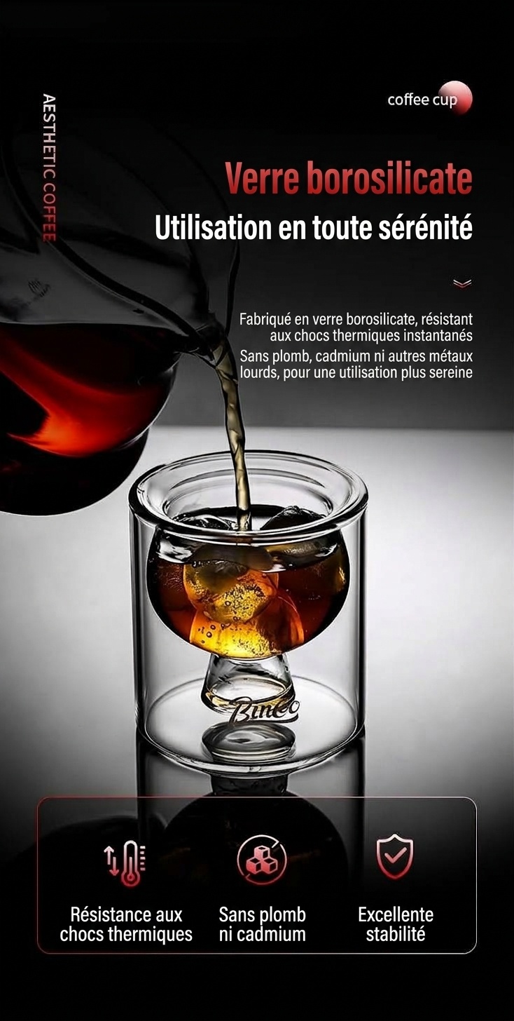 Tasse à café Bincoo à double paroi en verre - Mug expresso et thé