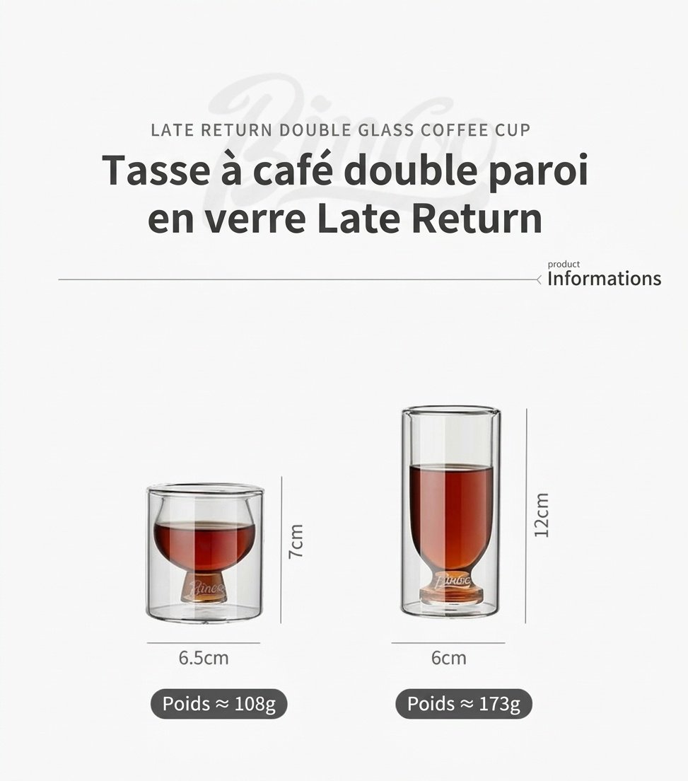 Tasse à café Bincoo à double paroi en verre - Mug expresso et thé